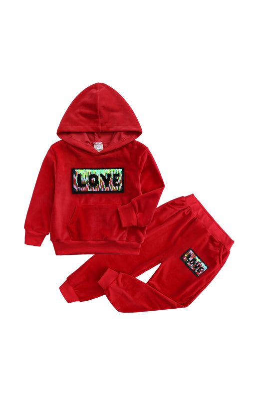 Elleen Spelling Hooded Gold Velvet Sets