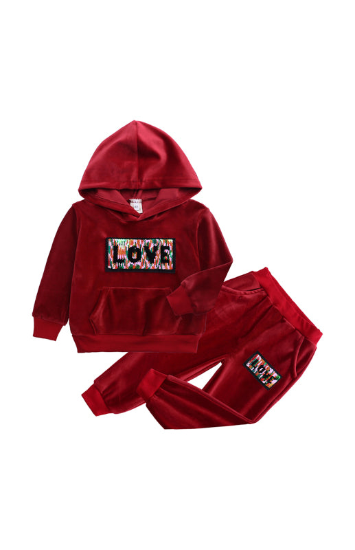 Elleen Spelling Hooded Gold Velvet Sets