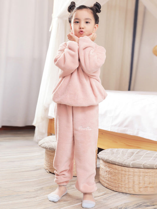 Karla Embroidered Coral Fleece Set