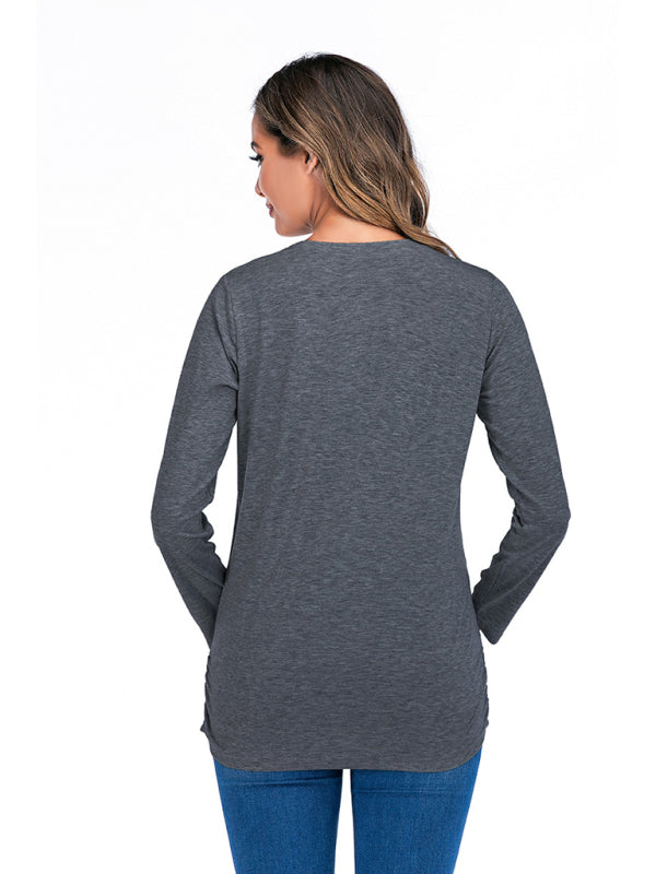 Sassy Round Neck Small Feet Print Maternity Top