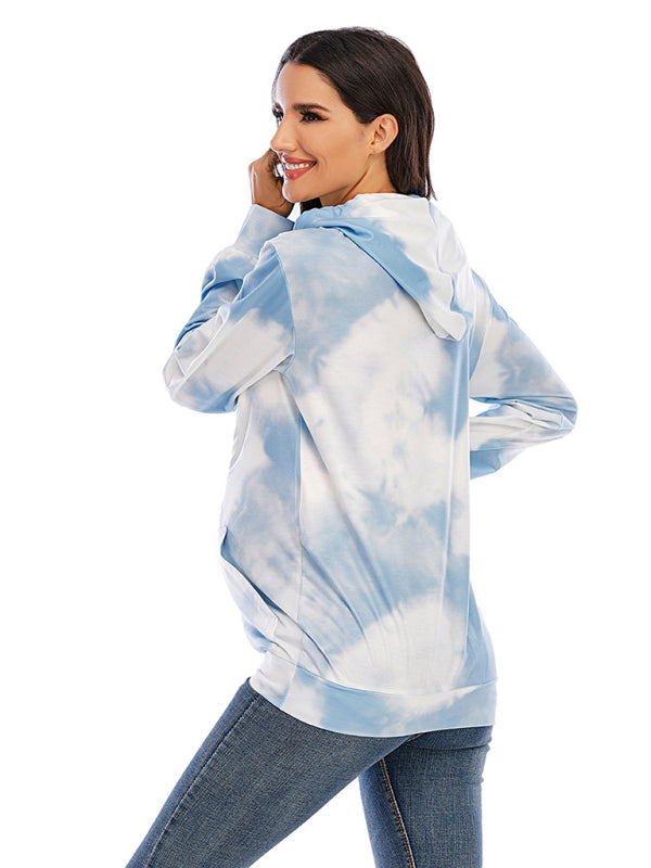 Delia Women's Tie Dye Breastfeeding Loose Maternity Hoodies
