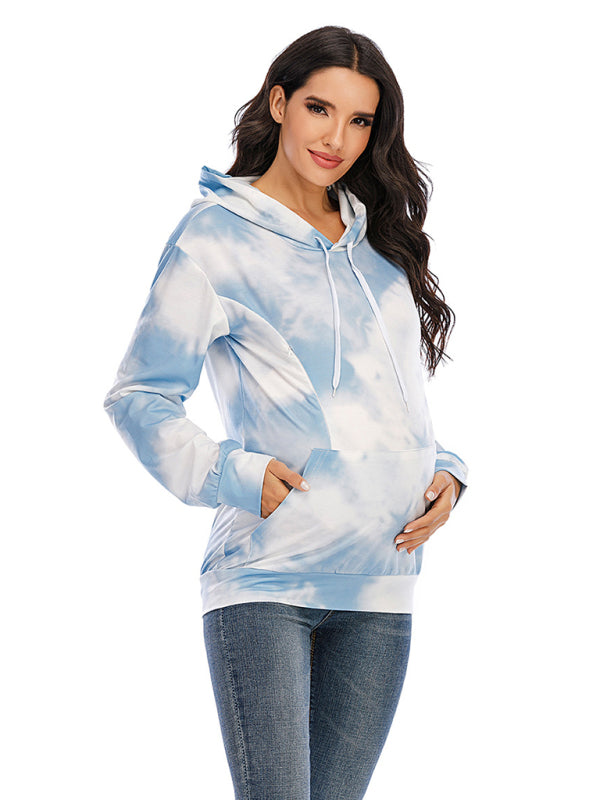 Delia Women's Tie Dye Breastfeeding Loose Maternity Hoodies