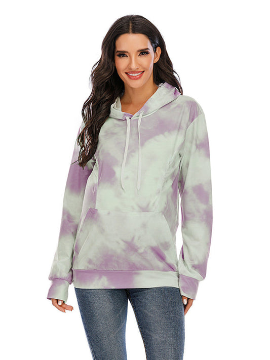 Delia Women's Tie Dye Breastfeeding Loose Maternity Hoodies