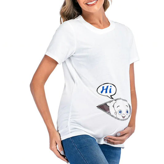 Amarina Maternity Round Neck Printed T-shirt