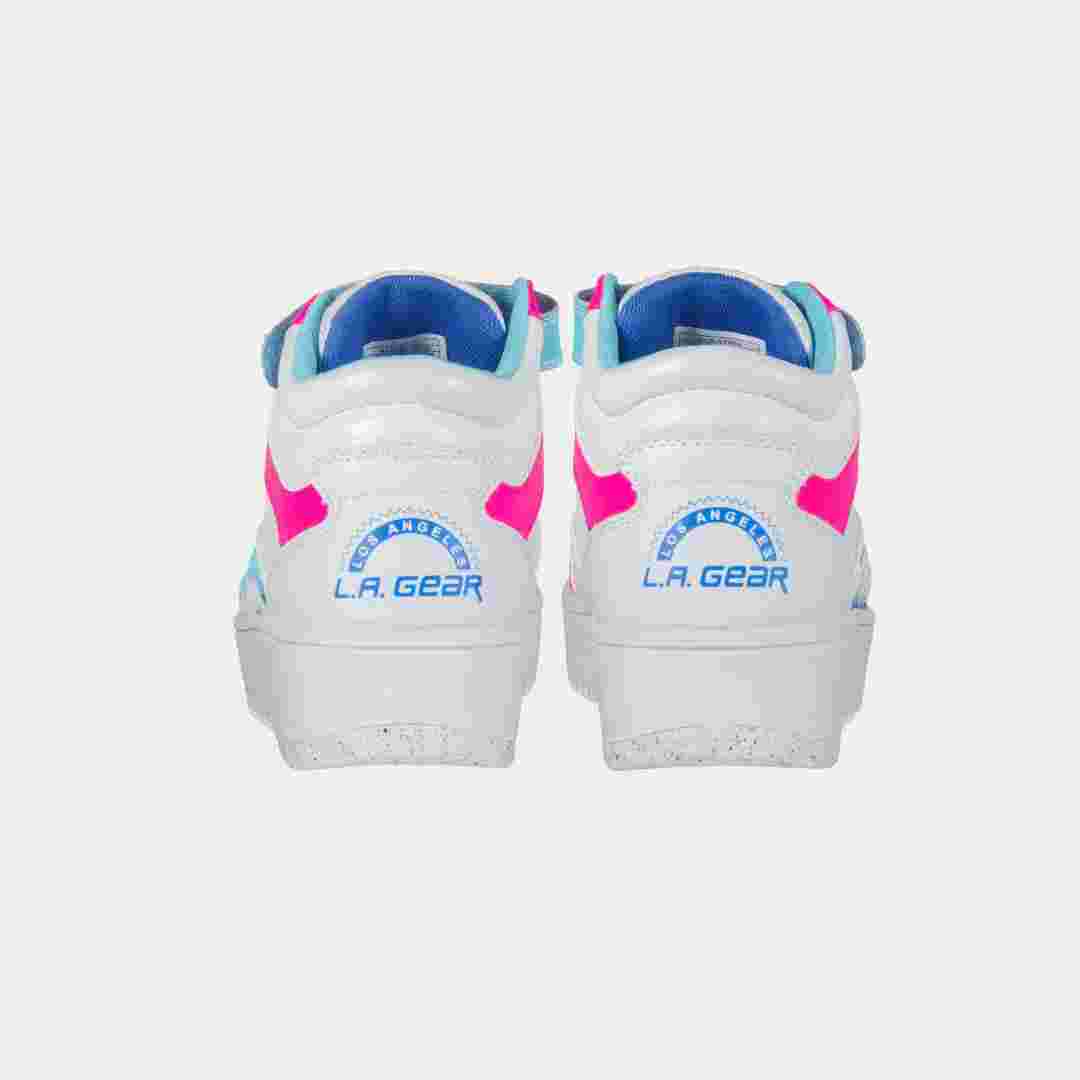 Zuri LA Gear Kids Hightop Sneakers in White, Pink, Blue