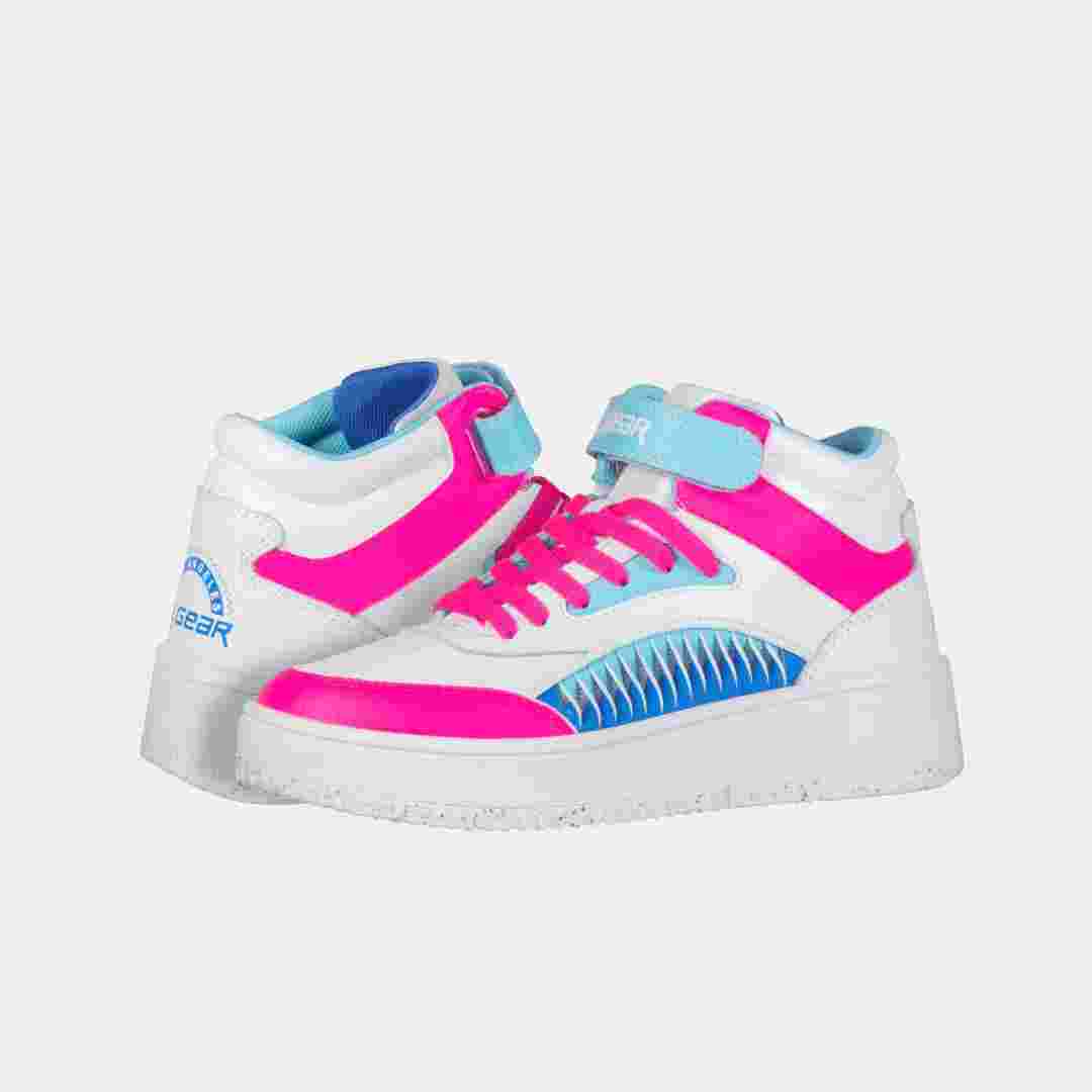 Zuri LA Gear Kids Hightop Sneakers in White, Pink, Blue