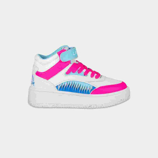Zuri LA Gear Kids Hightop Sneakers in White, Pink, Blue