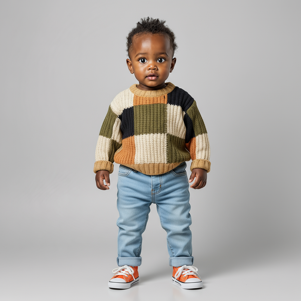 Raul Checkered Knit Pure Cotton Sweater