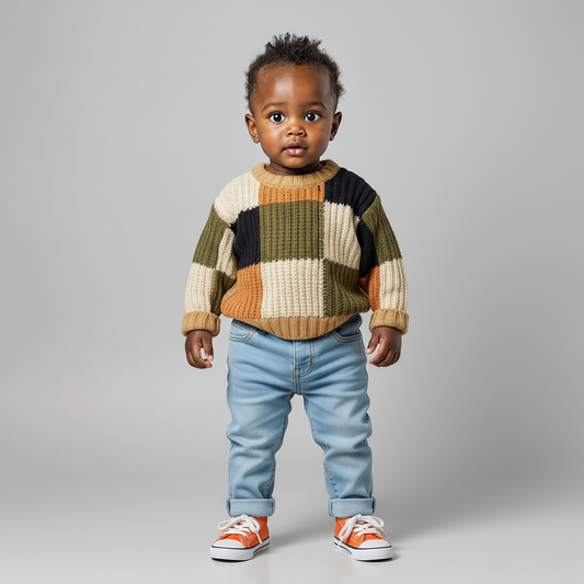 Raul Checkered Knit Pure Cotton Sweater