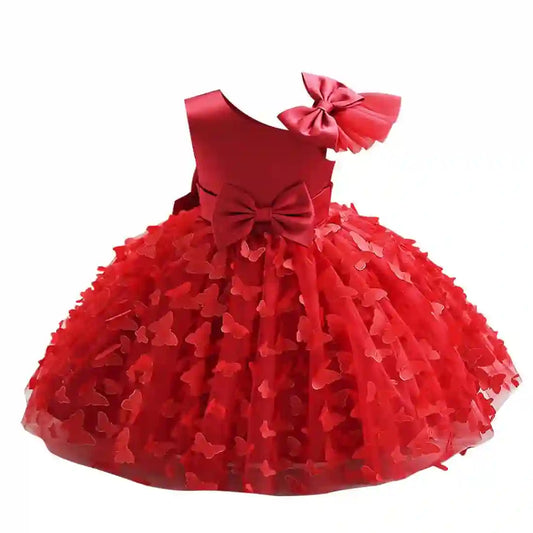 Elegant Toddler Flower Girl Dress - Wine Red - 3-4 T