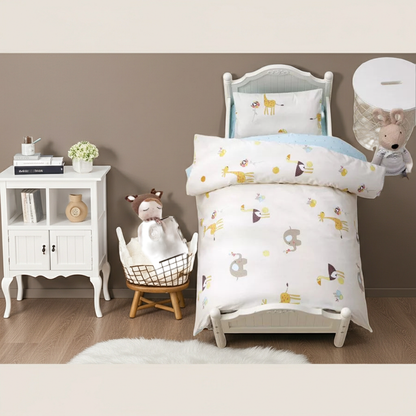 3Pcs Cotton Crib Bed Linen Kit Cartoon Baby Bedding Set