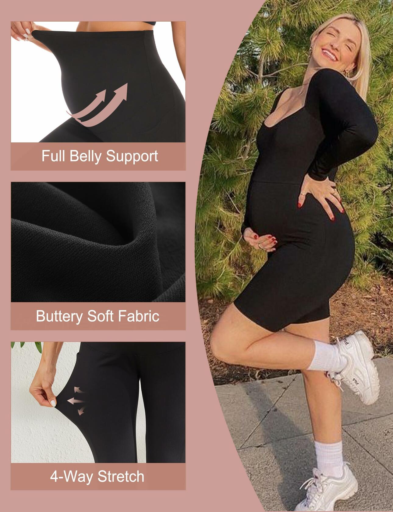 Naila Maternity Shorts with Pockets 8" Cyan Small Soft Over Belly