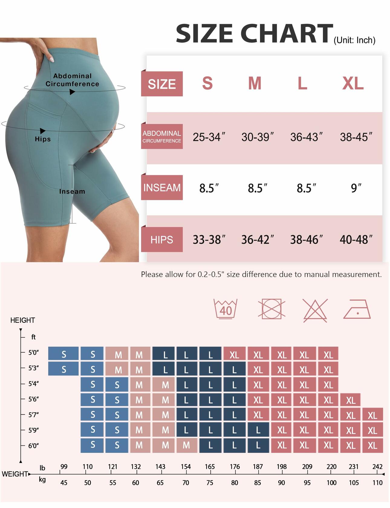 Naila Maternity Shorts with Pockets 8" Cyan Small Soft Over Belly