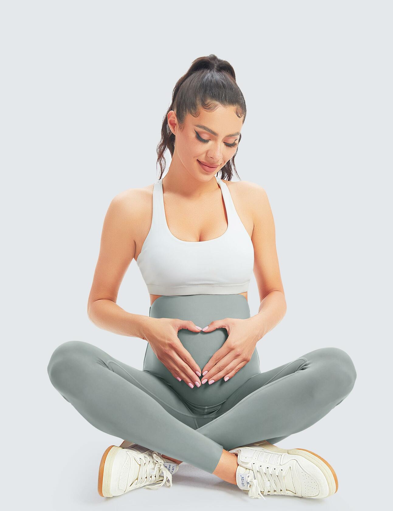 Leila Women's Maternity Leggings Over Belly Bump Full Length Yoga Pants