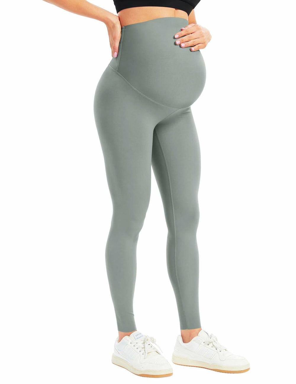 Leila Women's Maternity Leggings Over Belly Bump Full Length Yoga Pants