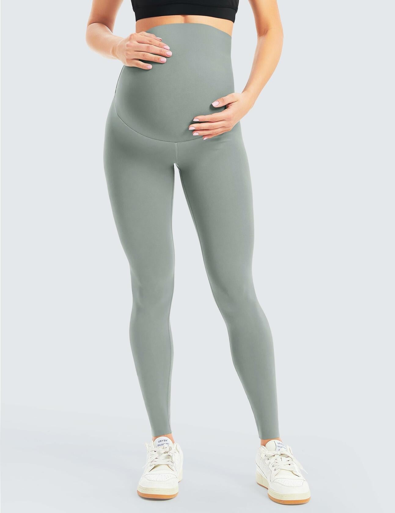 Leila Women's Maternity Leggings Over Belly Bump Full Length Yoga Pants