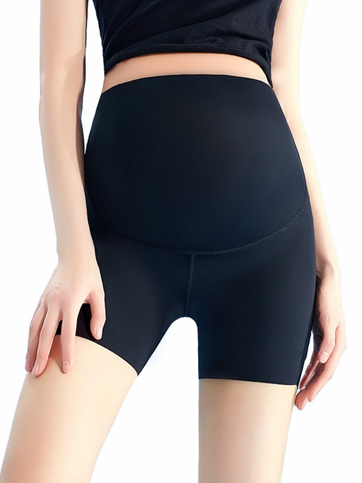 Neida Yoga Shorts Over Belly Bump UV Block Buttery Soft Black