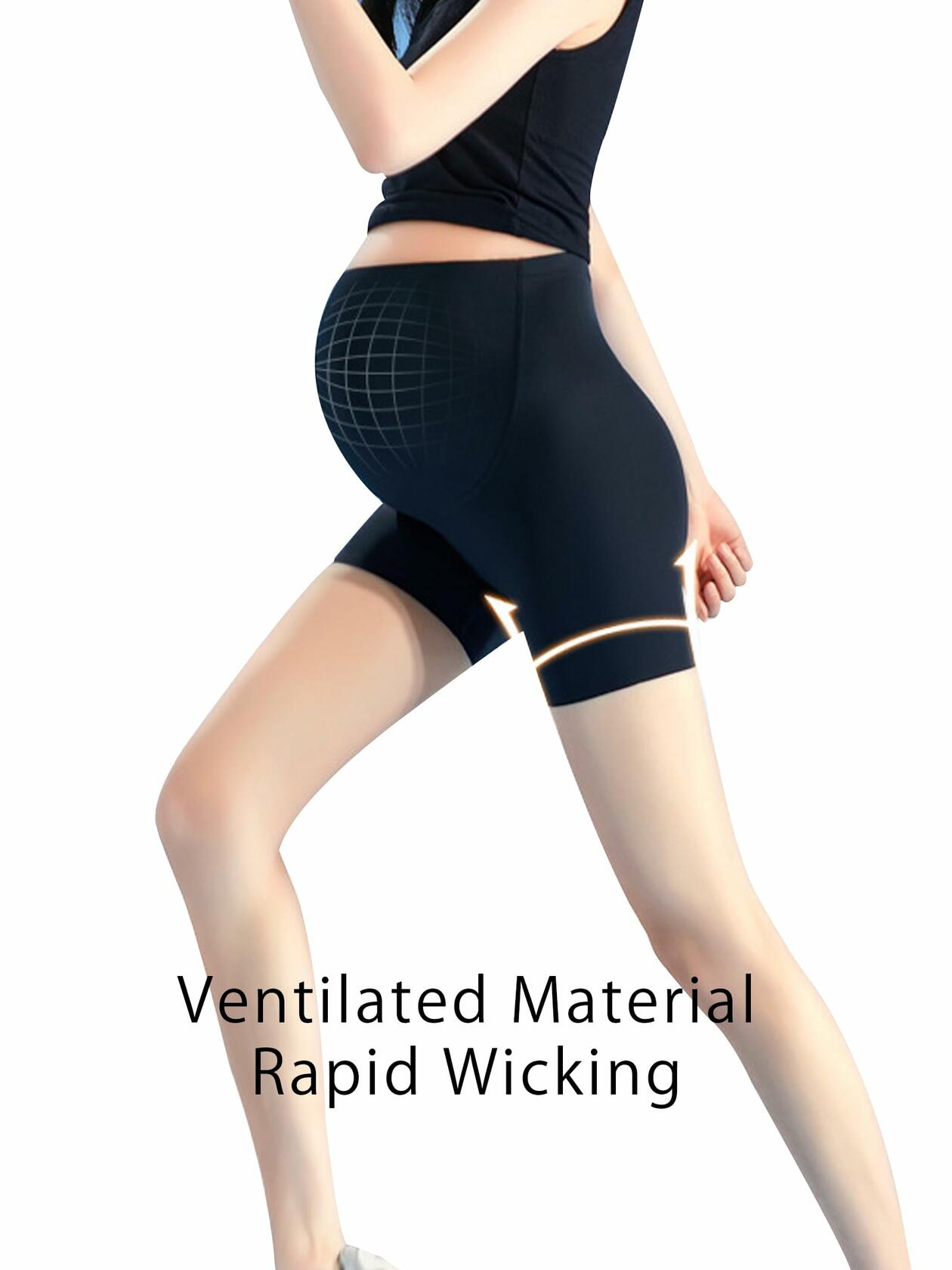 Neida Yoga Shorts Over Belly Bump UV Block Buttery Soft Black