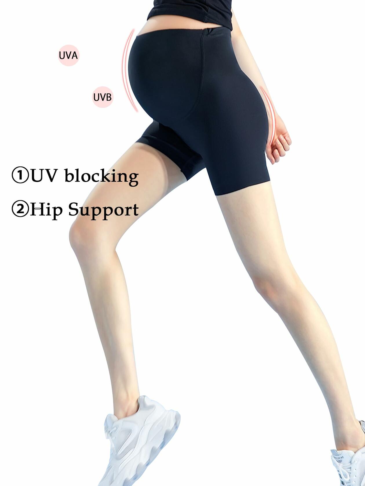 Neida Yoga Shorts Over Belly Bump UV Block Buttery Soft Black