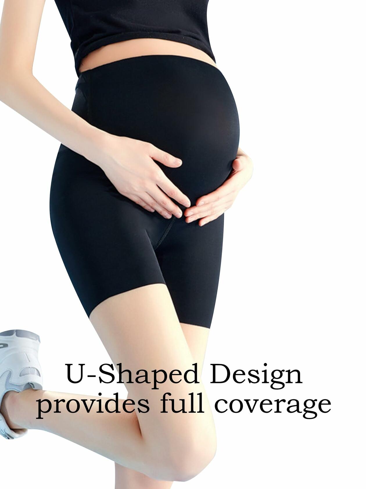 Neida Yoga Shorts Over Belly Bump UV Block Buttery Soft Black