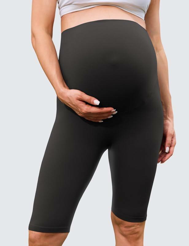 June 2 Pack Plus Size Maternity Yoga Shorts Black Size Freesize