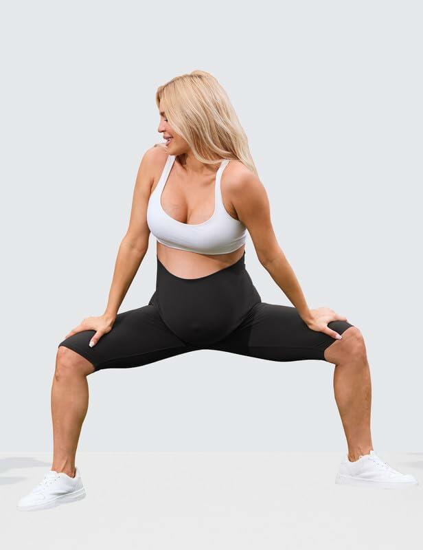 June 2 Pack Plus Size Maternity Yoga Shorts Black Size Freesize