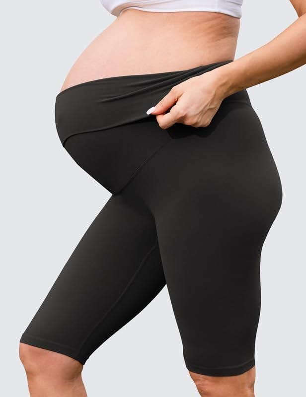 June 2 Pack Plus Size Maternity Yoga Shorts Black Size Freesize