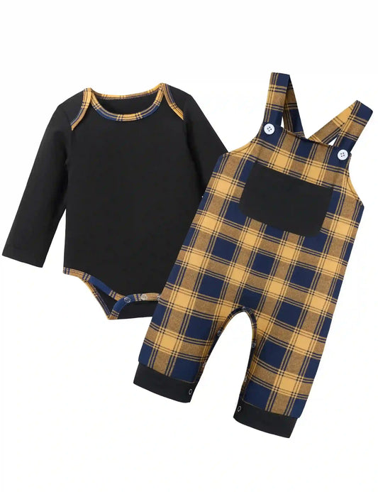 Baby Boy Winter Clothes Romper & Overalls Set