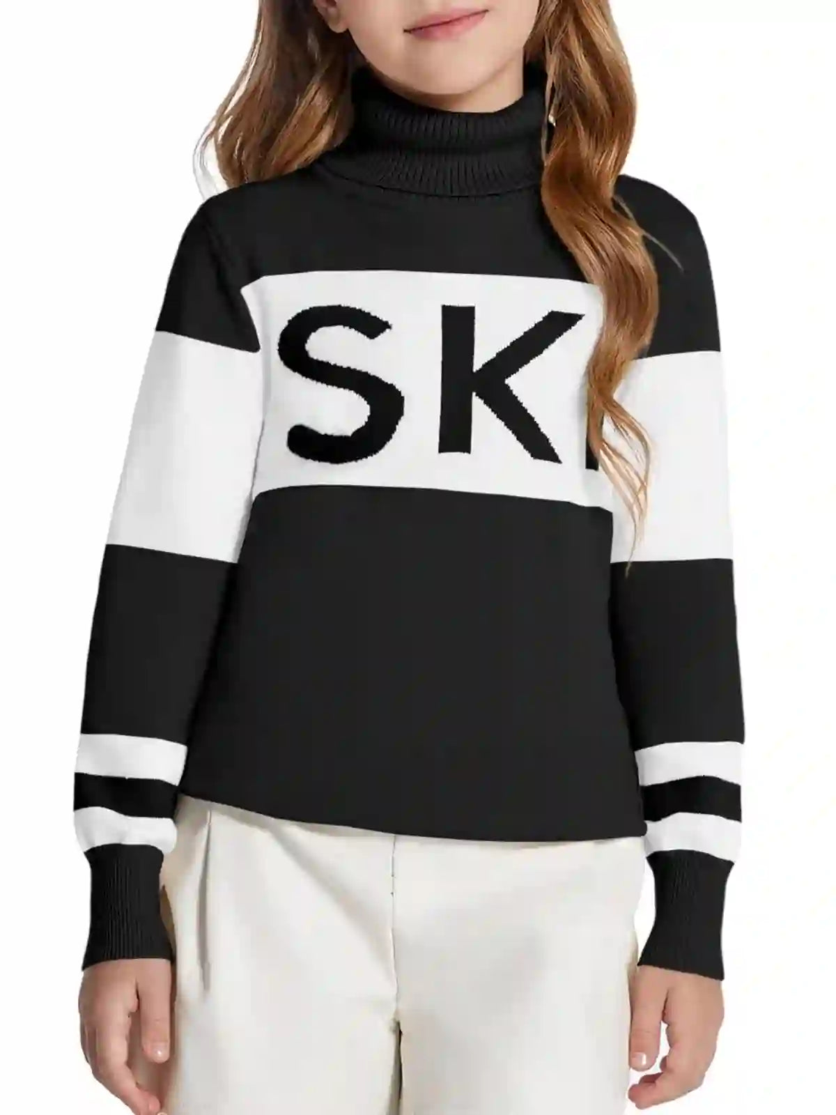 Barbie Girls Ski Turtleneck Sweaters Color Block Jumpers