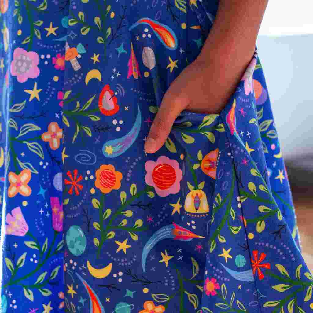 Space Paisley Sleeveless Play Dress with Pockets