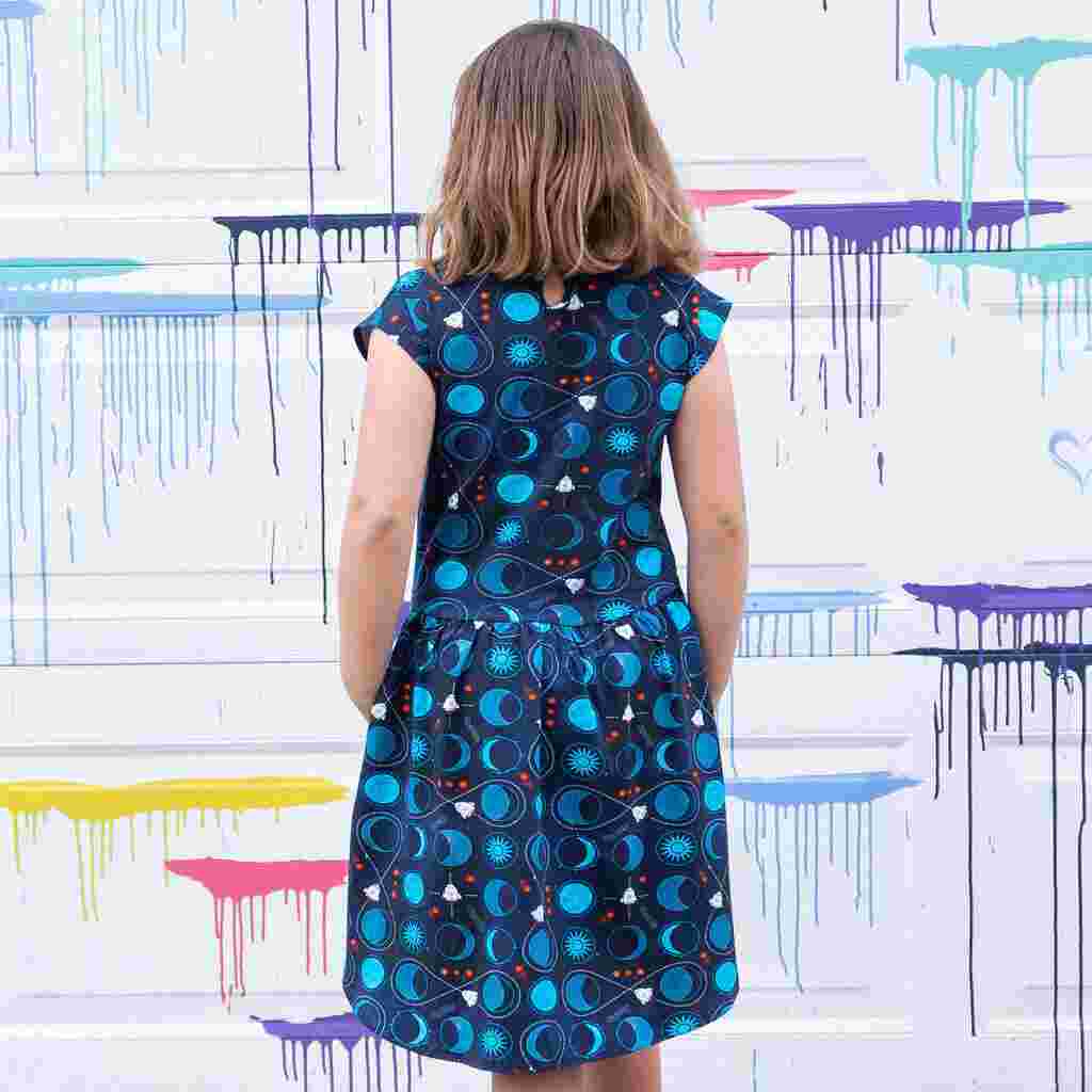 Rocket to the Moon Cap Sleeve Dress with Pockets
