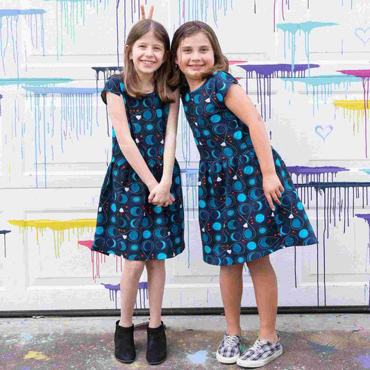Rocket to the Moon Cap Sleeve Dress with Pockets