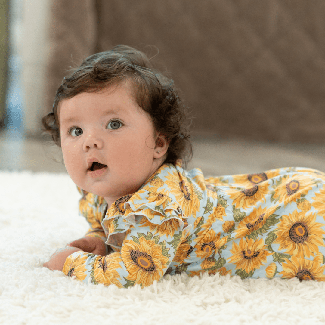 Sammy's Sunflower Flutter Sleeve Romper