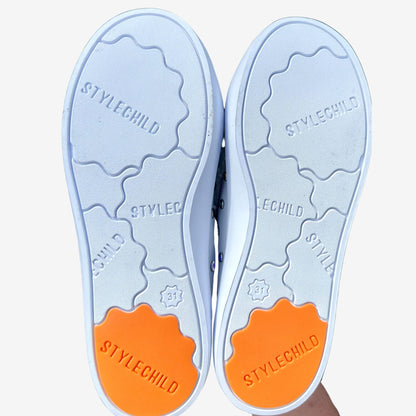 Bowie Pink High-Top Sneakers with Rainbow Studs