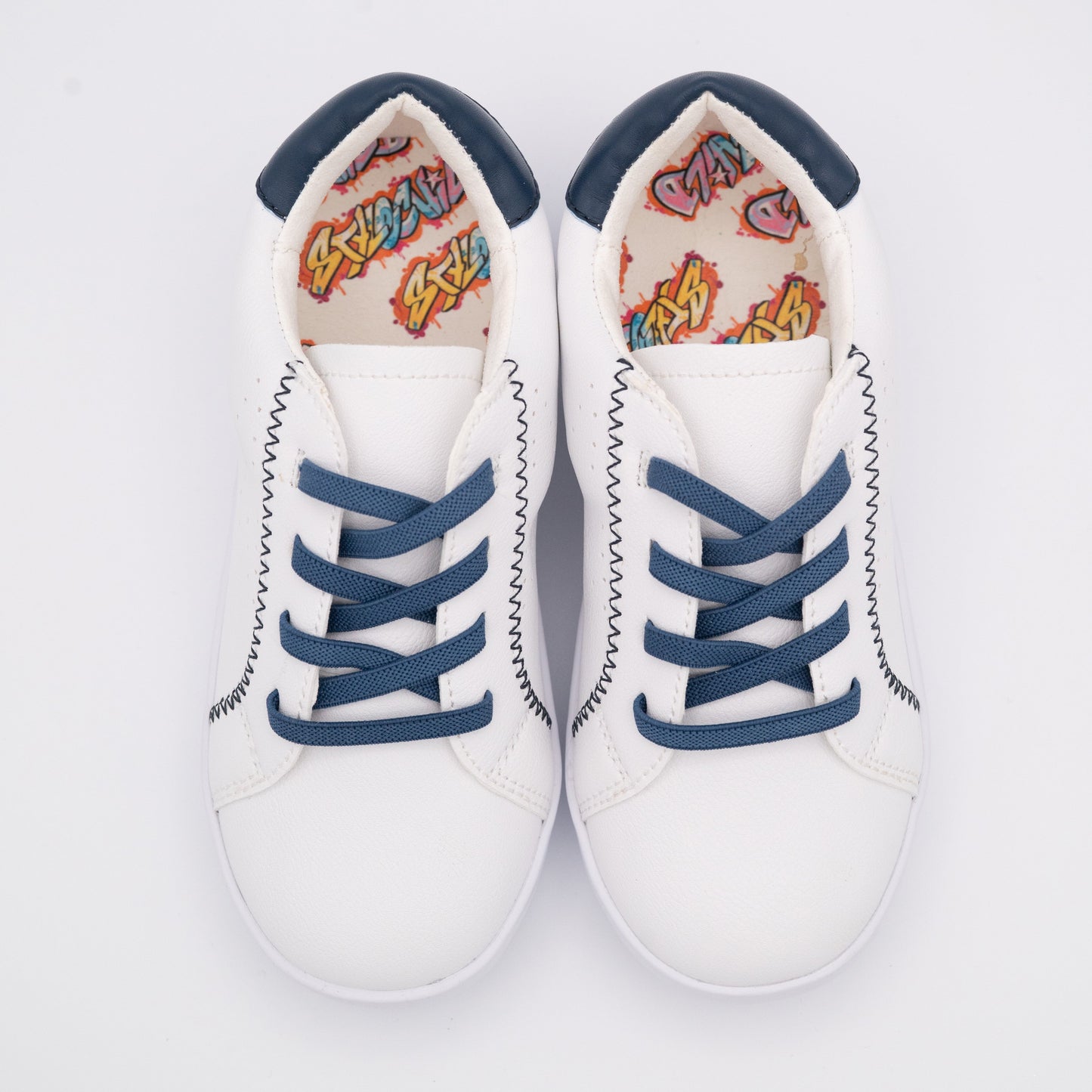 Jordy Navy Lower Leather White Sneakers