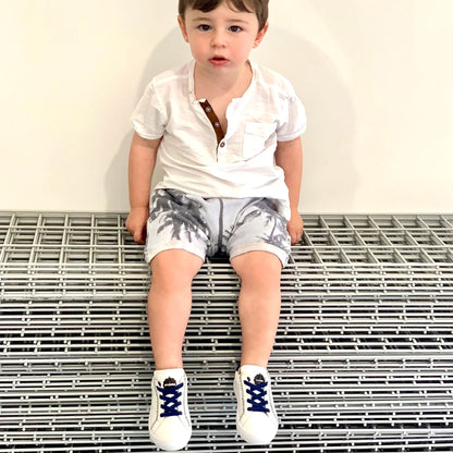 Jordy Navy Lower Leather White Sneakers