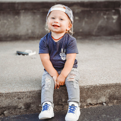 Jordy Navy Lower Leather White Sneakers