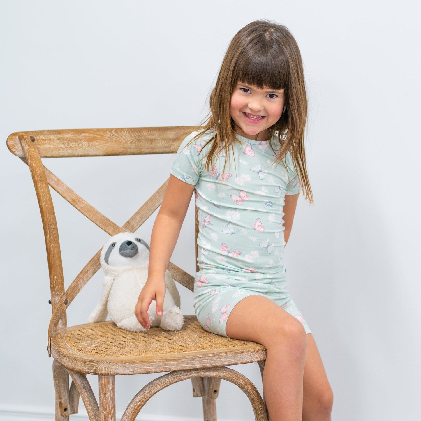 Raulina Mint Butterfly Daisy Bamboo Summer Pajama Set