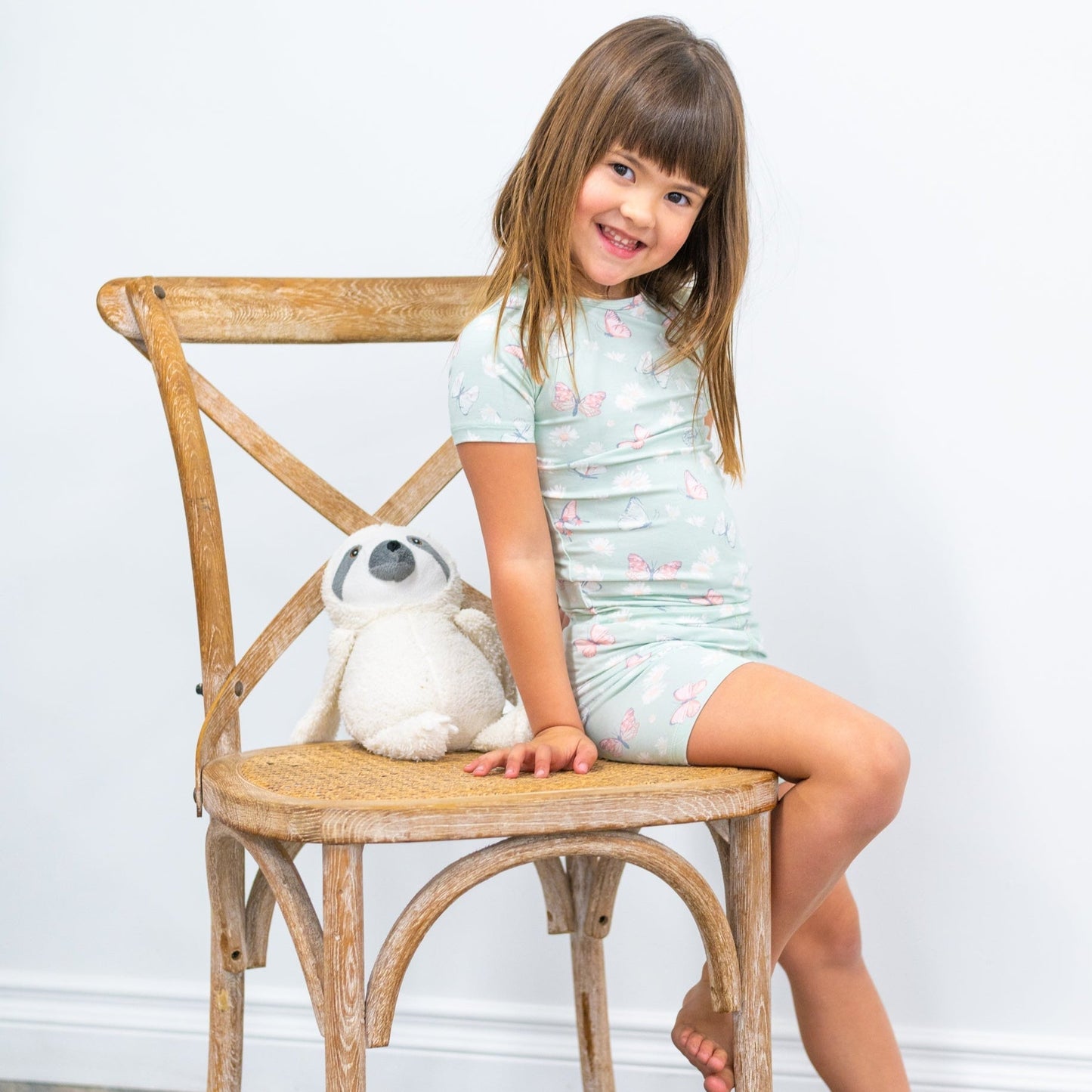 Raulina Mint Butterfly Daisy Bamboo Summer Pajama Set