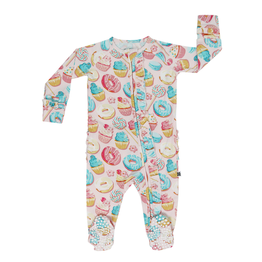 Graciela Sweet Tooth Ruffle Footie Jumpsuit