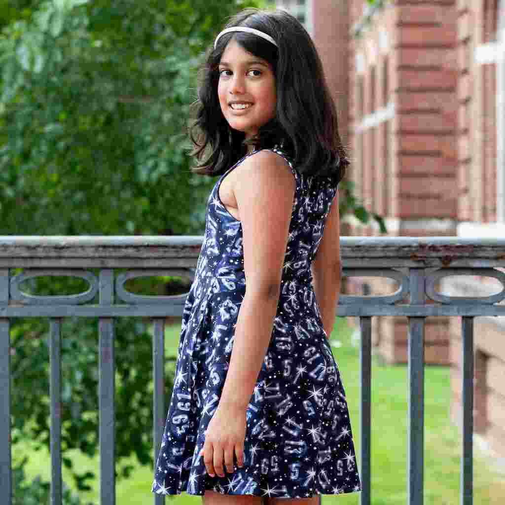 Twin Prime Numbers Dress with Pockets for Kids