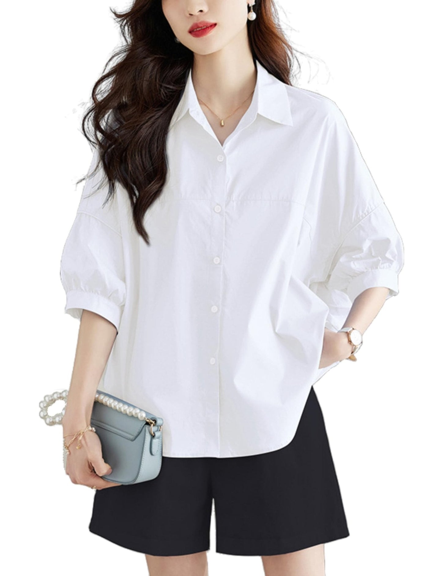 Dilonela Button Down Shirt Casual Collar Loose Tops