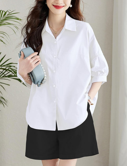 Dilonela Button Down Shirt Casual Collar Loose Tops