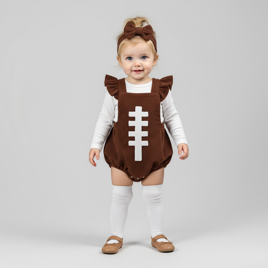 Football Embroidery Bodysuit Set