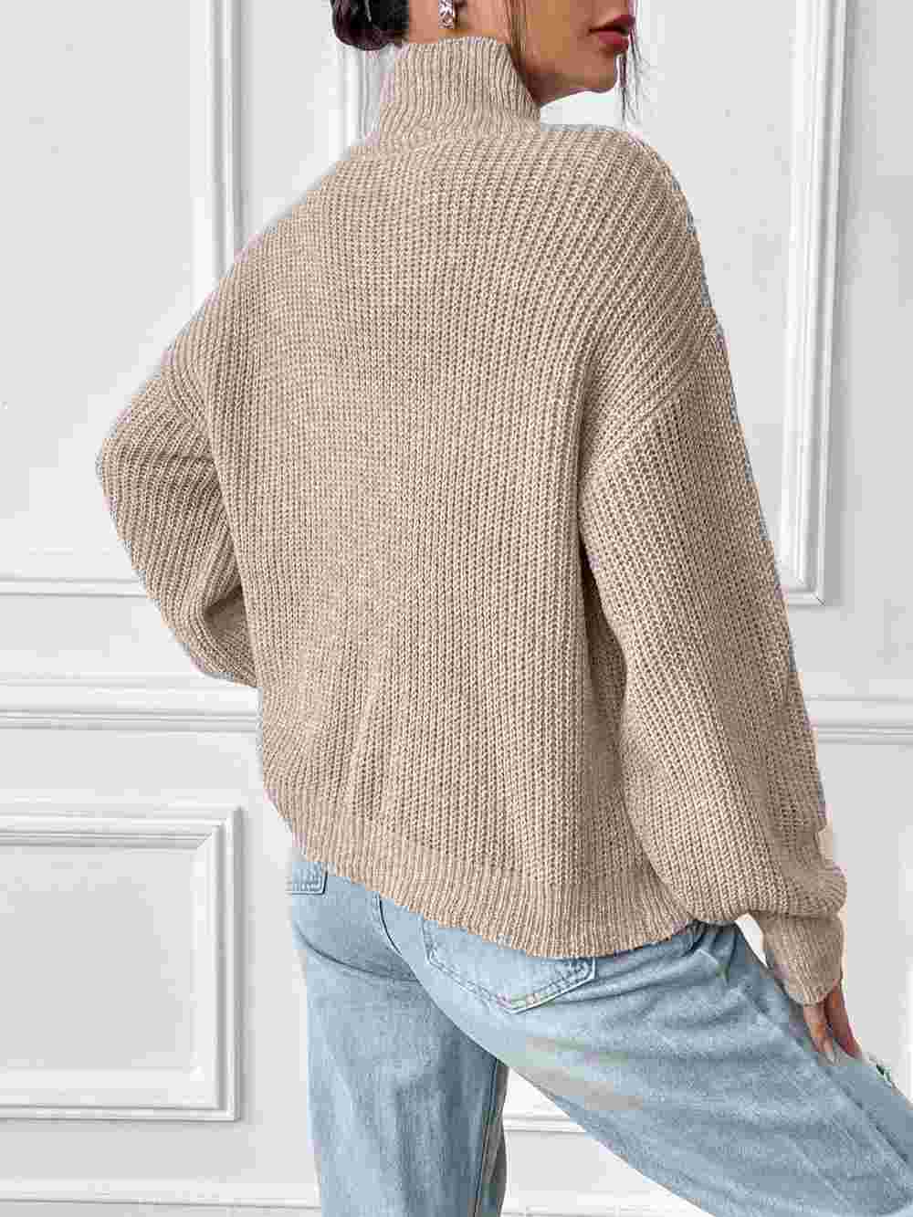 Elaine Semi High Neck Pullover Sweater with Mixed Colors