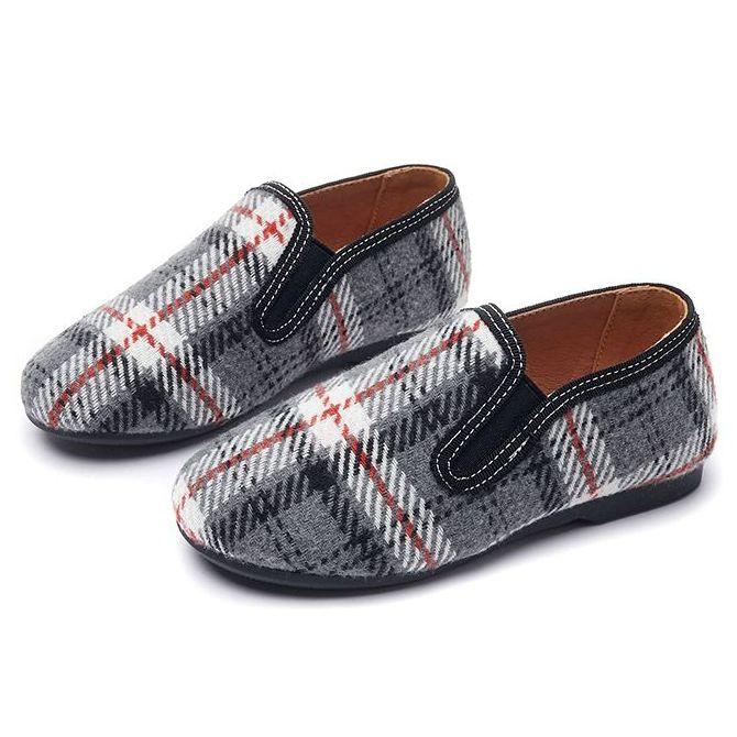 Boys Loafers Slip On Shoes Elastic White Grey Plaid - GuGuTon baby store - Baby Fashion - Toddlers Outfits - Babies Outfits - Toddler Clothes - Kids Clothing - Newborn Clothes - Newborn Wear - Kids Wear - Trending Clothes - Trending Outfits - Fall Fashion - Winter Fashion - Girls Clothes - Boys Clothes - Babies Wear - Kids Accessories - KidsWear - Summer Clothes - Summer Fashion - Summer Trend - Falls Sweaters - Tops - Bottom - Jeans - Blouse - Dresses - Newborn Dresses - Toys