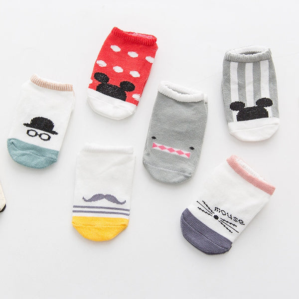 cartoon socks, non-slip cotton for newborns