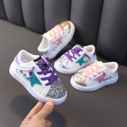 Single Sequins Sneakers Non-Slip Children Girls Shoes - GuGuTon