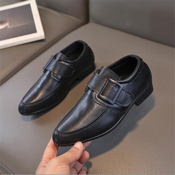 Performance Pointed Toe Children Leather Black Boy Kids Wedding Shoes - GuGuTon