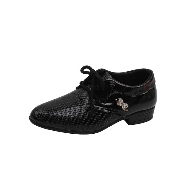 Boys Pointed Leather Shoes Children British Black